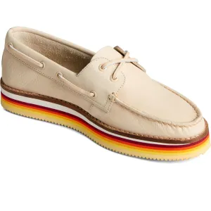 Sperry Authentic Original Stacked Leather Women's Ivory Boat Shoes