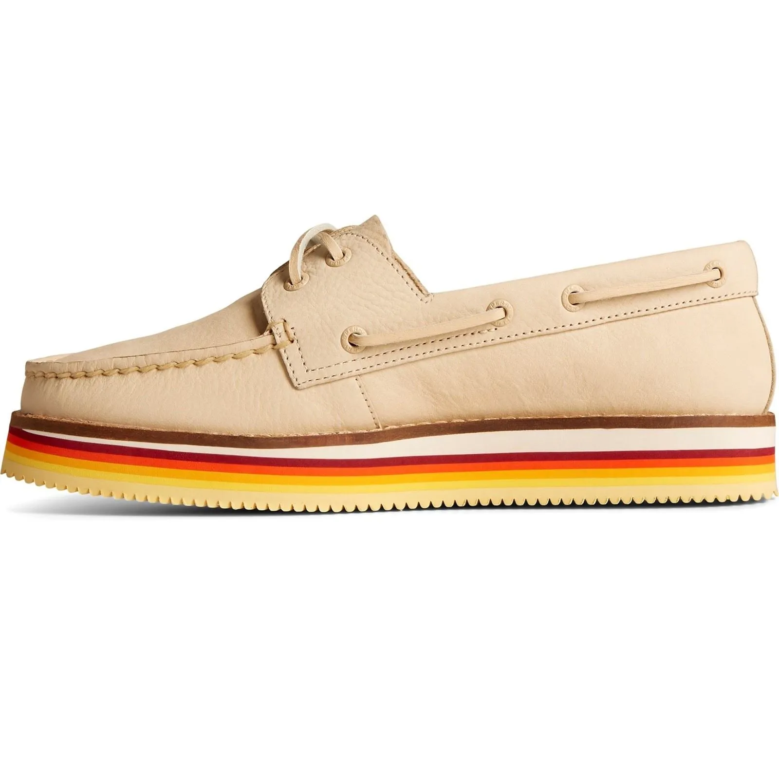 Sperry Authentic Original Stacked Leather Women's Ivory Boat Shoes