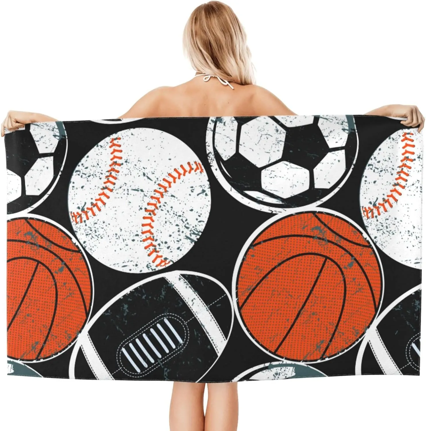 Sport Ball Cool Beach Towel Quick Dry Microfiber Bath Towels for Bathroom Soft Sand Free Beach Towels Summer Essentials Travel Swimming Decor Gifts for Men Boys Kids