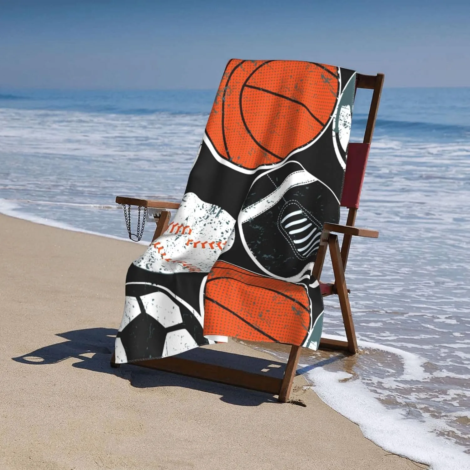 Sport Ball Cool Beach Towel Quick Dry Microfiber Bath Towels for Bathroom Soft Sand Free Beach Towels Summer Essentials Travel Swimming Decor Gifts for Men Boys Kids