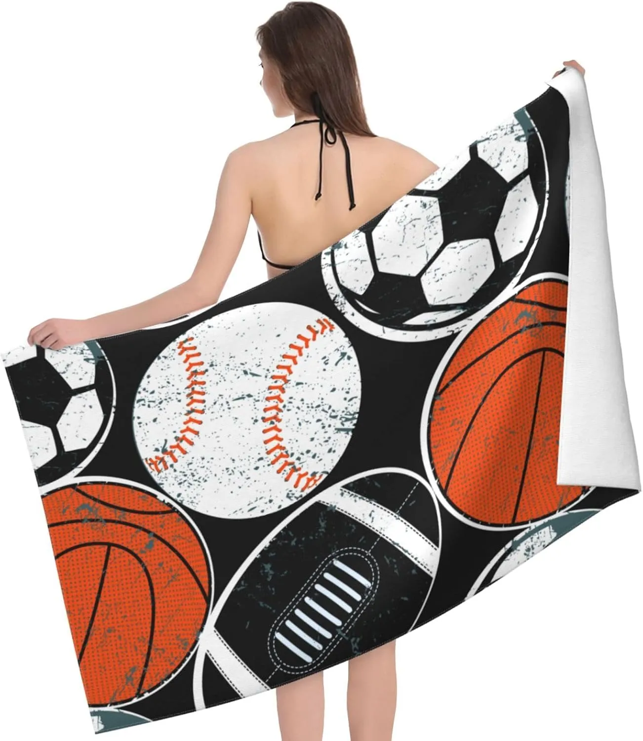 Sport Ball Cool Beach Towel Quick Dry Microfiber Bath Towels for Bathroom Soft Sand Free Beach Towels Summer Essentials Travel Swimming Decor Gifts for Men Boys Kids