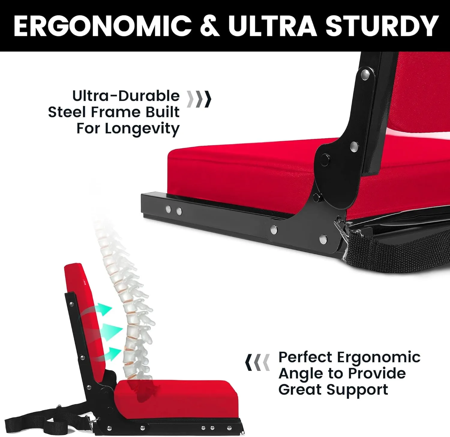 Stadium Seating for Bleachers, Bleacher Seats with Ultra Padded Comfy Foam Backs and Cushion, Wide Portable Stadium Chairs with Back Support and Shoulder Strap