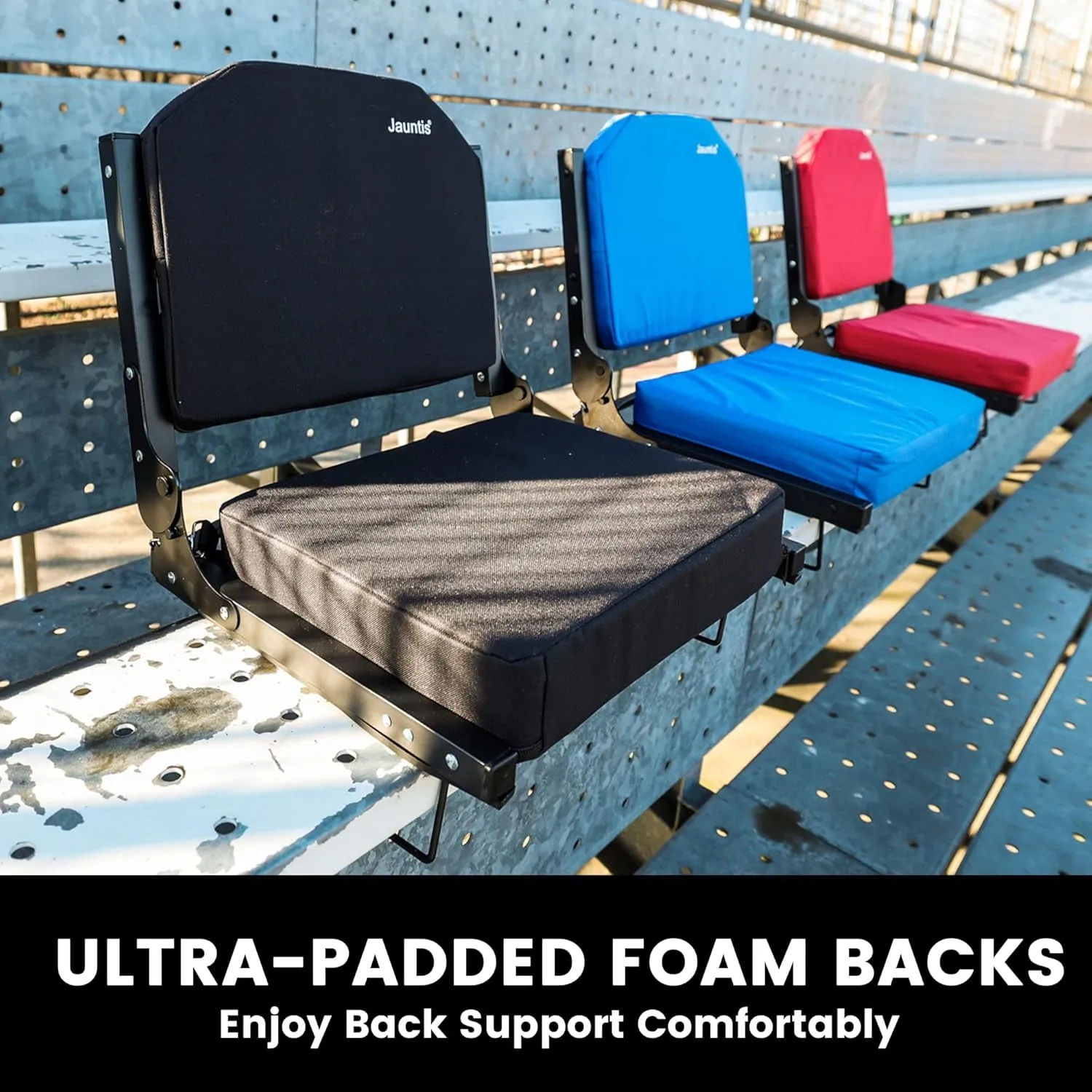 Stadium Seating for Bleachers, Bleacher Seats with Ultra Padded Comfy Foam Backs and Cushion, Wide Portable Stadium Chairs with Back Support and Shoulder Strap