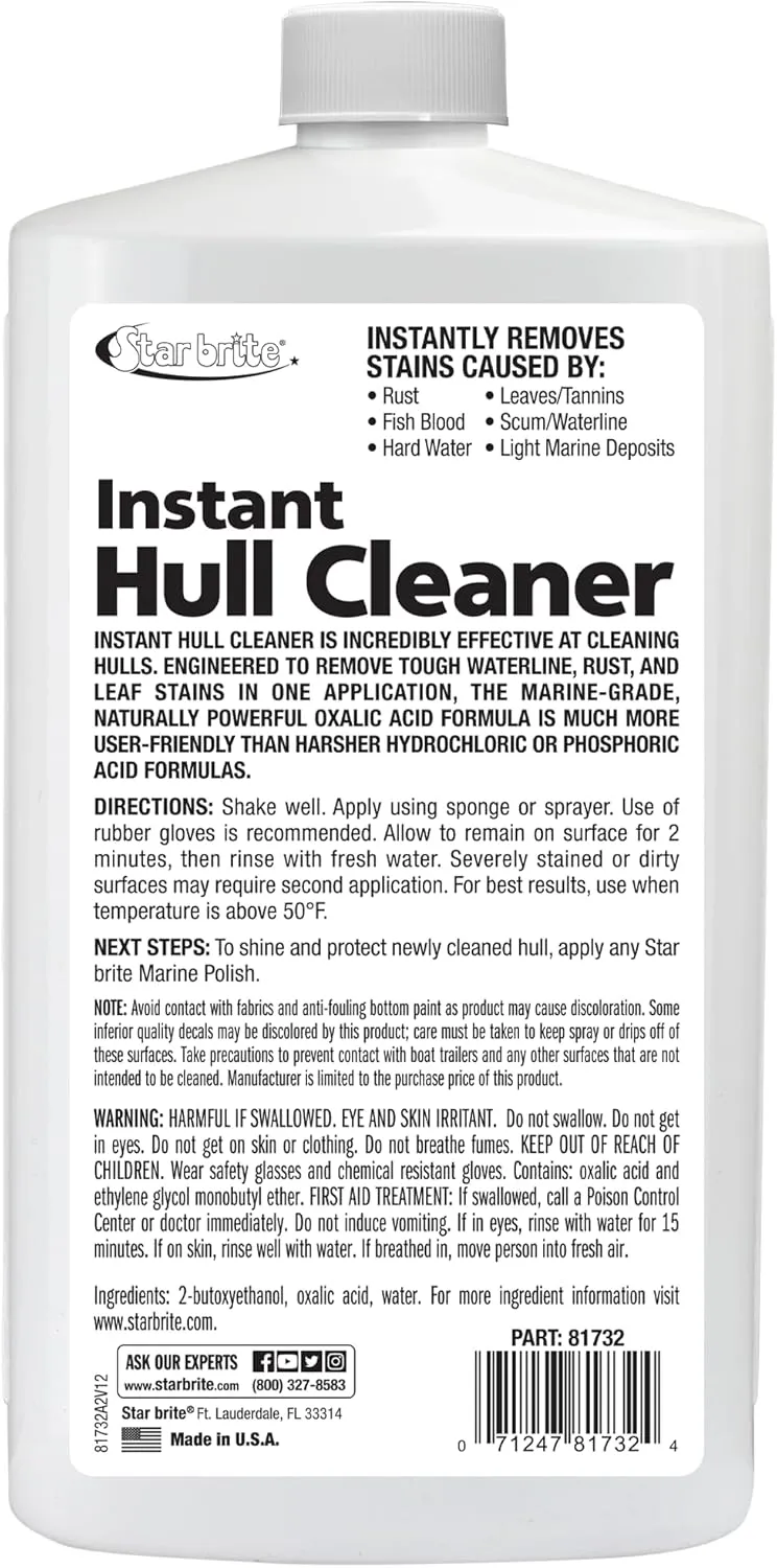 STAR BRITE Instant Hull Cleaner - Clean Stains & Scum Lines on Boat Hulls Easily & Effortlessly - 32 OZ (081732SS)