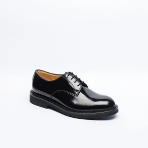 Stringata derby Borghini 470 in pelle spazzolata nera