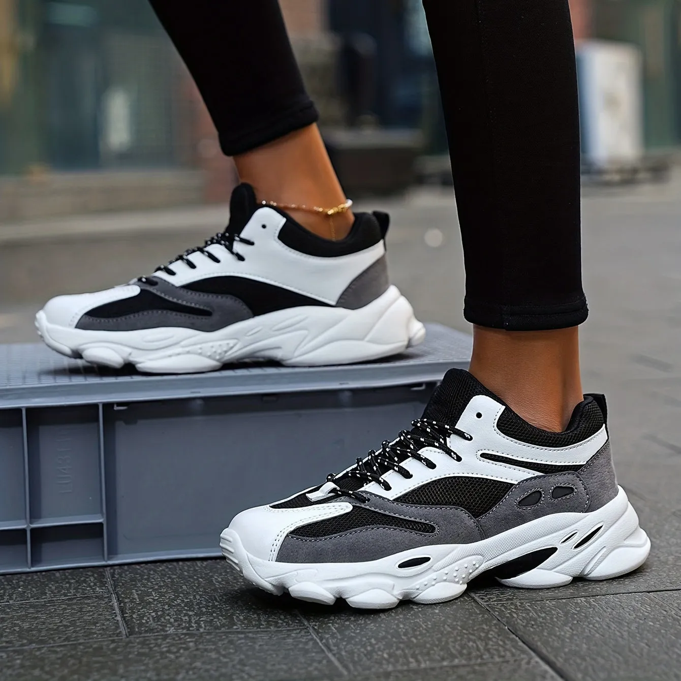 Stylische dicke Sohle mit Stoßdämpfung, Chunky-Sneaker für Damen | Perfekt für den Alltag