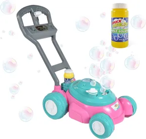 Sunny Days Entertainment Maxx Bubbles Deluxe Bubble Lawn Mower Toy – Includes 4oz Bubble Solution | Outdoor Bubble Machine for Kids | Easy to Use, No Batteries Required | Amazon Exclusive, Pink