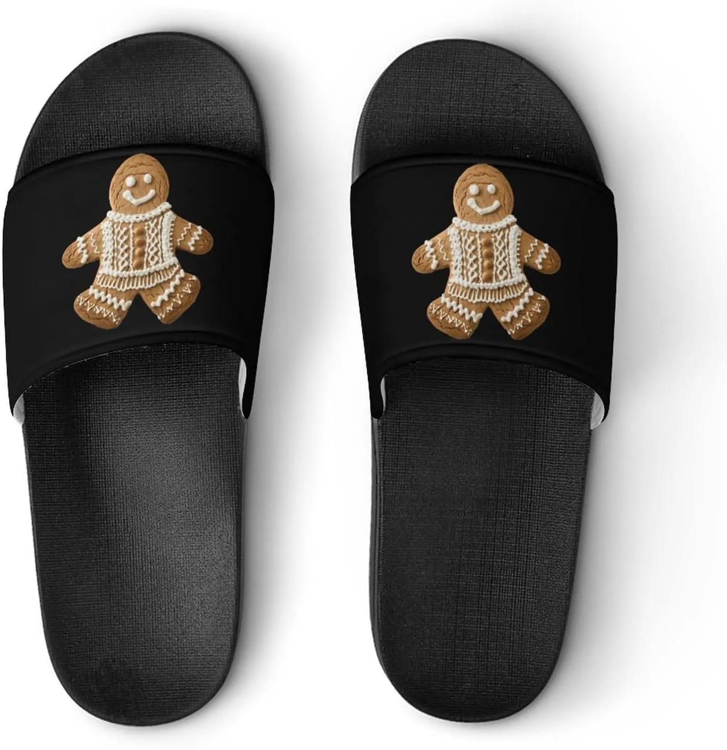Sweater Pattern Gingerbread Biscuit House Sandals Non Slip Slippers Quick Drying Bathroom Shower Shoes for Women Men