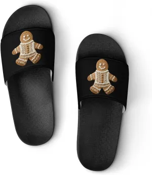 Sweater Pattern Gingerbread Biscuit House Sandals Non Slip Slippers Quick Drying Bathroom Shower Shoes for Women Men