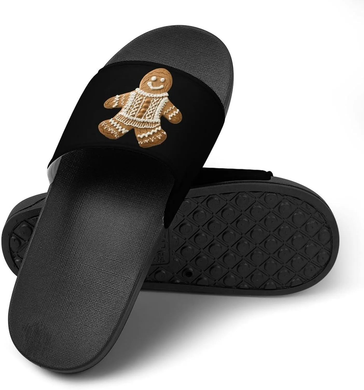 Sweater Pattern Gingerbread Biscuit House Sandals Non Slip Slippers Quick Drying Bathroom Shower Shoes for Women Men