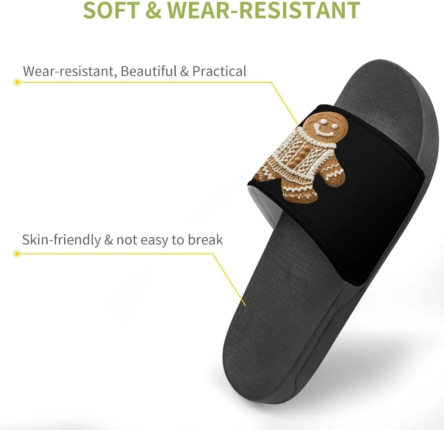 Sweater Pattern Gingerbread Biscuit House Sandals Non Slip Slippers Quick Drying Bathroom Shower Shoes for Women Men