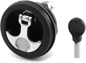T Handle Boat Latch 2-1/2 Inch Nylon Boat Hatch Latches with Stainless Steels Offset Cam Bar and Handle, Cam Latch with Keyed Lock for Boat Deck Hardware, Black