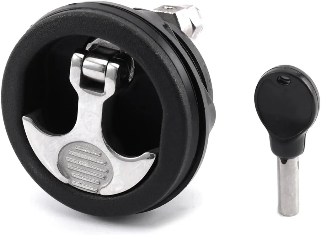 T Handle Boat Latch 2-1/2 Inch Nylon Boat Hatch Latches with Stainless Steels Offset Cam Bar and Handle, Cam Latch with Keyed Lock for Boat Deck Hardware, Black