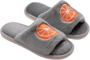 Tangerine House Slippers for Women Men Indoor Soft Plush Comfy Warm Couple Home Slippers Cute Orange Shaped Winter Cozy Cotton Slippers Slides Slip On Fuzzy Bedroom Slippers