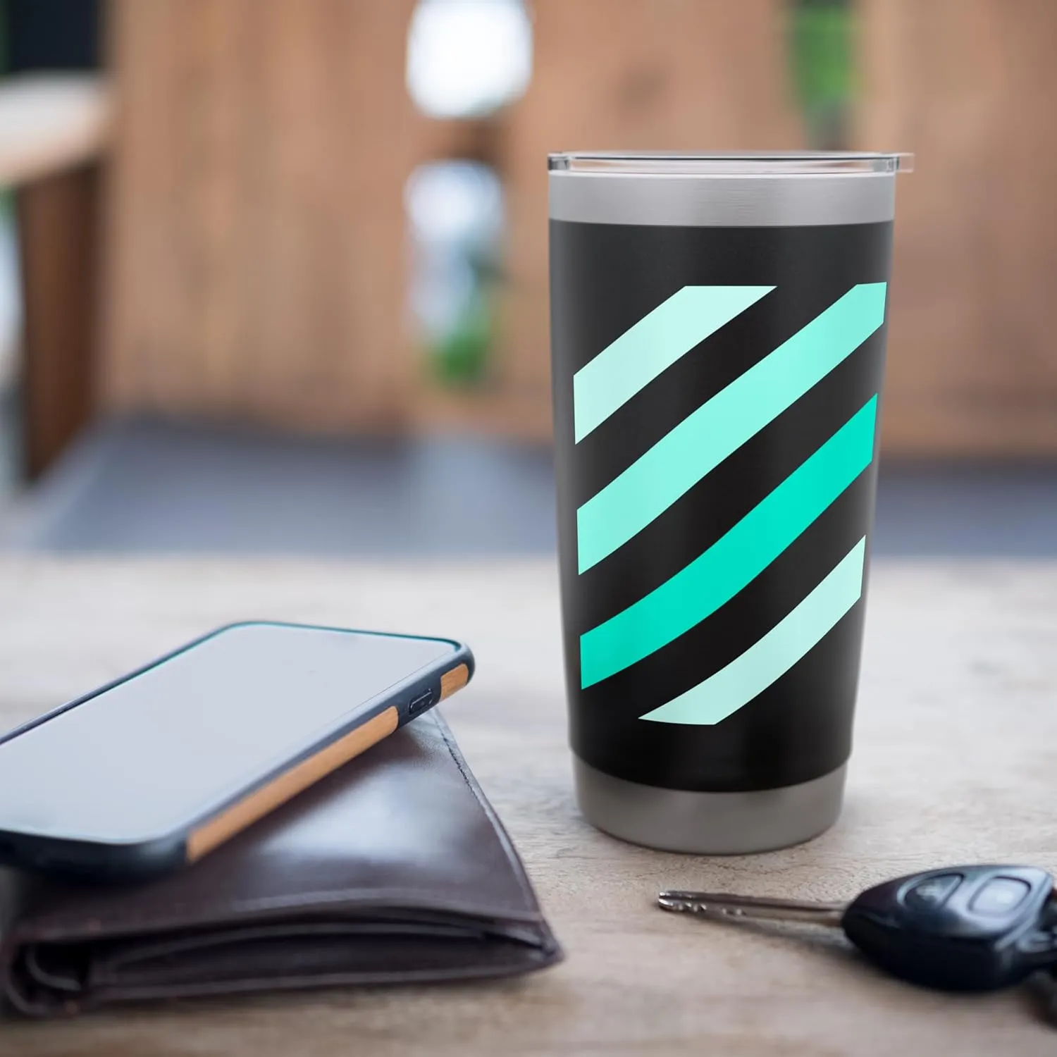 Teal Aqua Stripe Shades Teal Aqua Graphic Stainless Steel Insulated Tumbler