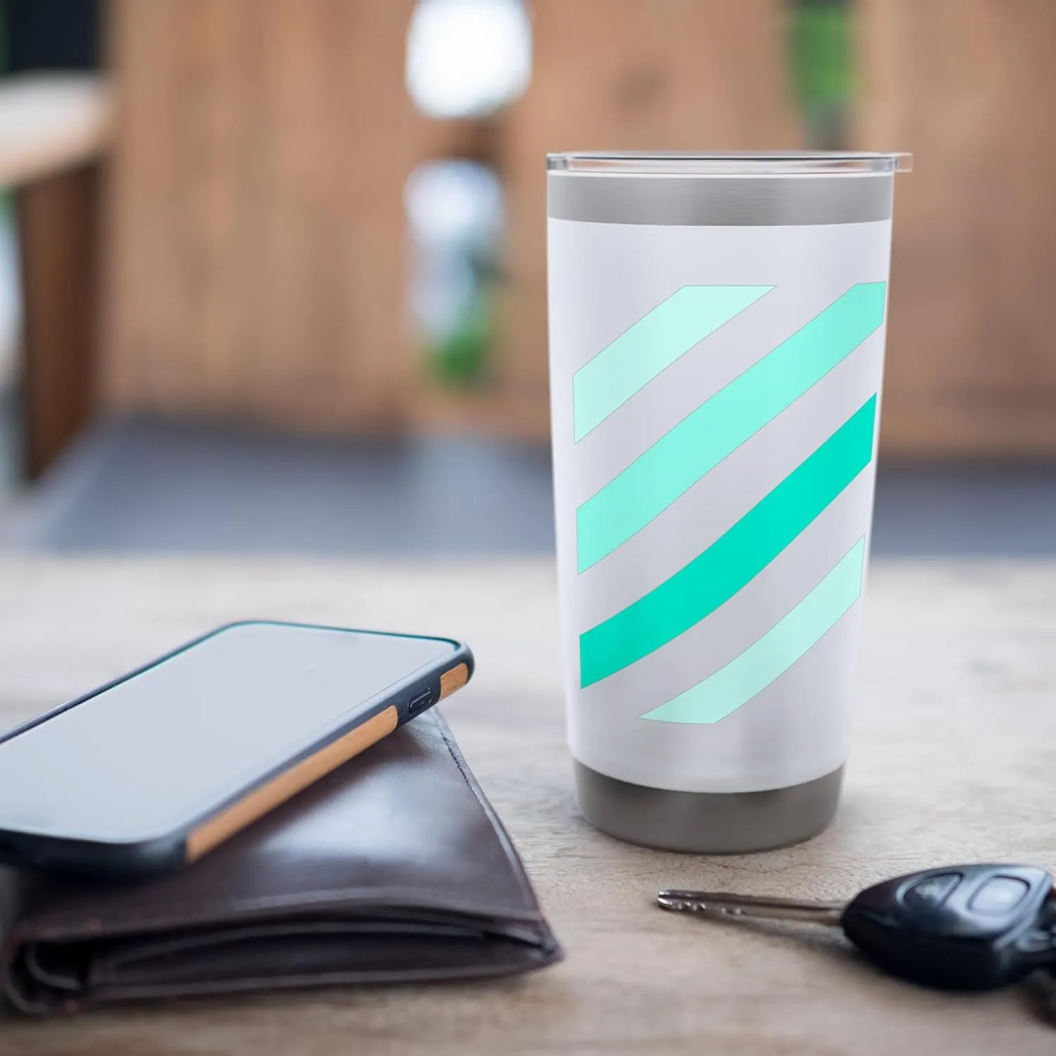 Teal Aqua Stripe Shades Teal Aqua Graphic Stainless Steel Insulated Tumbler