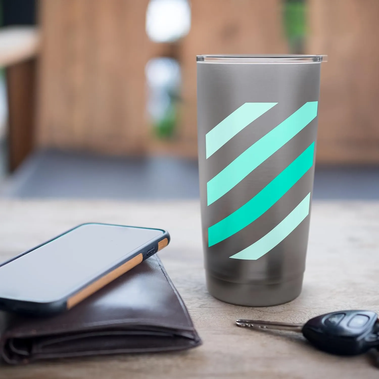 Teal Aqua Stripe Shades Teal Aqua Graphic Stainless Steel Insulated Tumbler