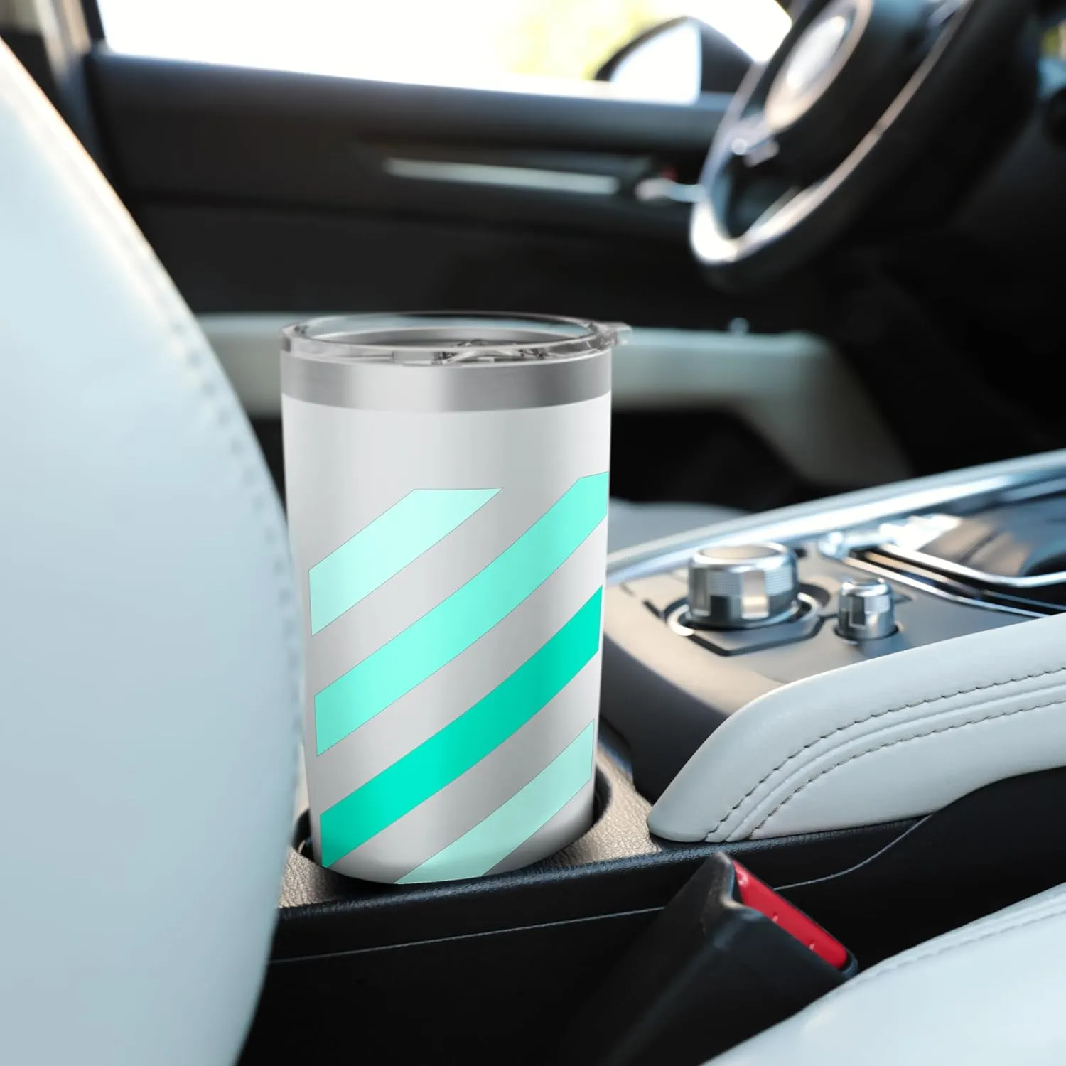 Teal Aqua Stripe Shades Teal Aqua Graphic Stainless Steel Insulated Tumbler
