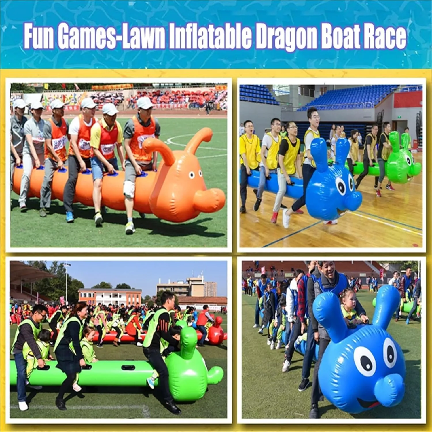 Team Building Games 2PCS Outdoor Carnival Inflatable Toys, Adult Team Building Large-Scale Gaming Equipment, with Inflation Pump(9 Seats/L-5.5M)