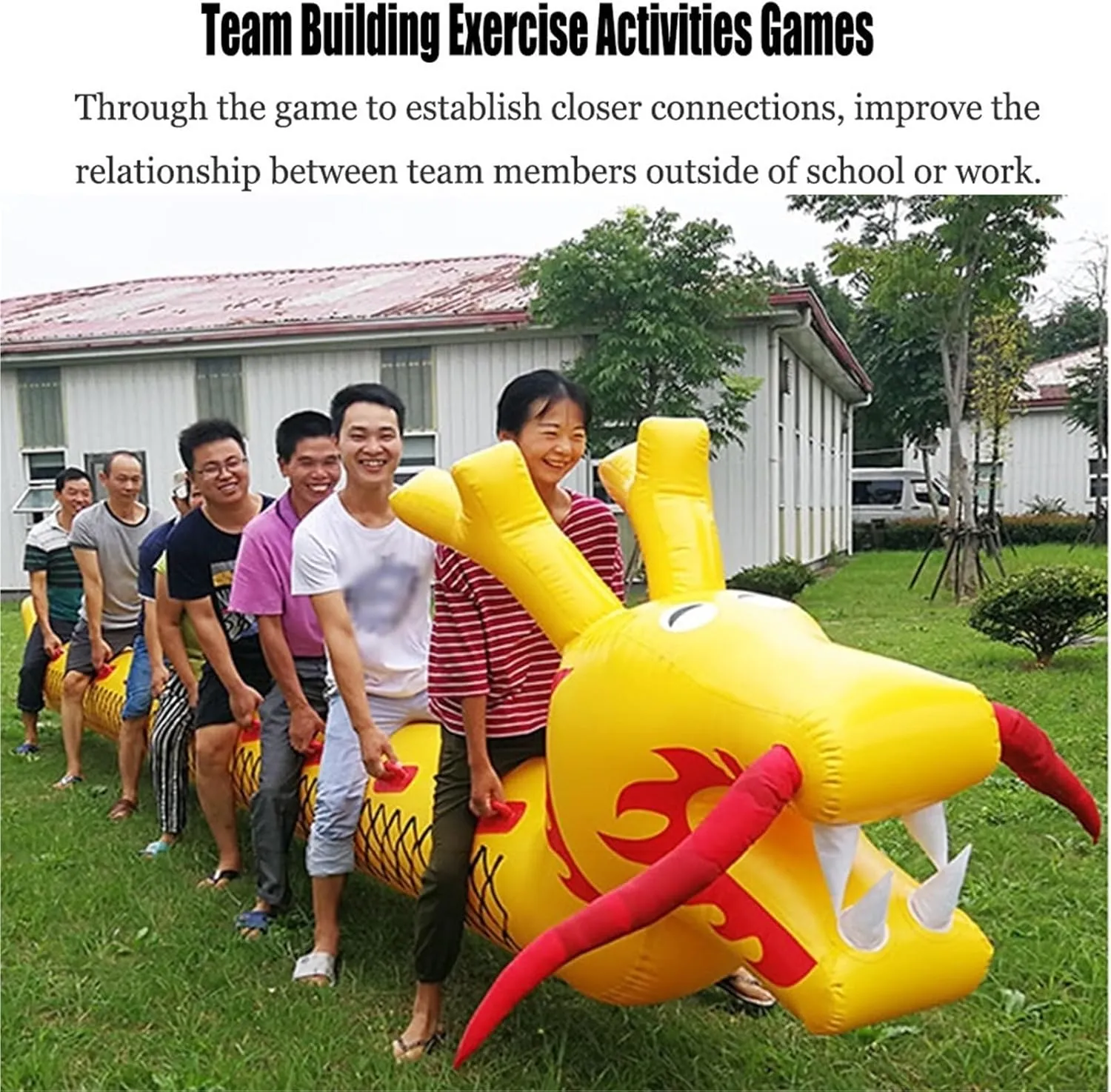 Team Building Games 4 PCS Inflatable Dragon Boat Sports Toys for Kid Adult, Cooperative Team Race for Relay Race Field Day Team-Building Backyard Activity Game, with Inflation Pump(7 Seats/L-4.5M)