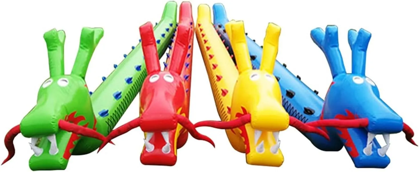 Team Building Games 4 PCS Inflatable Dragon Boat Sports Toys for Kid Adult, Cooperative Team Race for Relay Race Field Day Team-Building Backyard Activity Game, with Inflation Pump(7 Seats/L-4.5M)