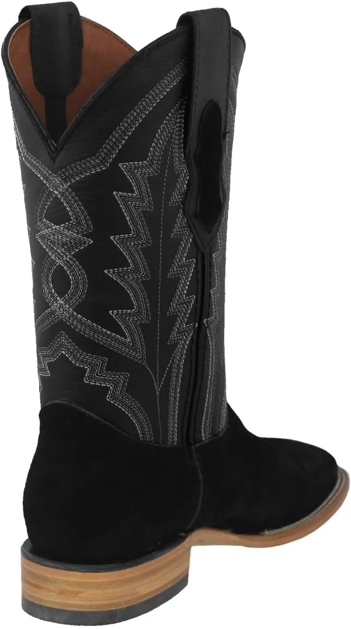 Texas Legacy Mens Black Western Dress Cowboy Boots Classic Suede Leather Square Toe