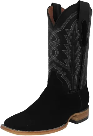 Texas Legacy Mens Black Western Dress Cowboy Boots Classic Suede Leather Square Toe