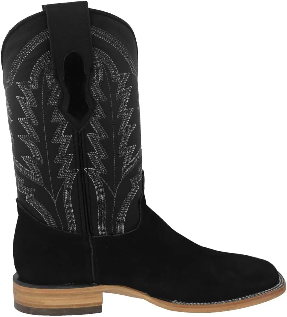 Texas Legacy Mens Black Western Dress Cowboy Boots Classic Suede Leather Square Toe