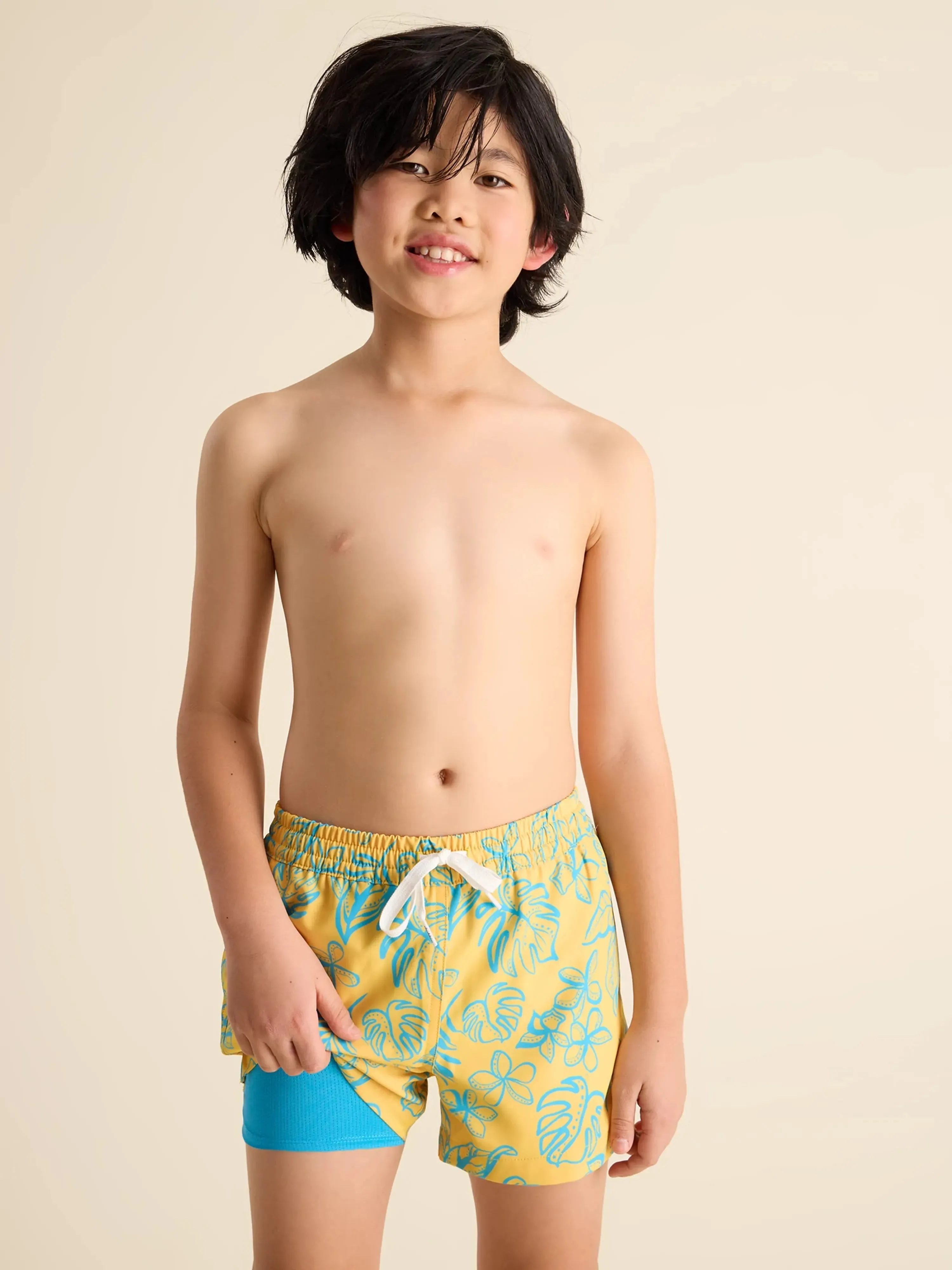 The Floral Explorers (Boys Lined Classic Swim Trunk- Shorter)