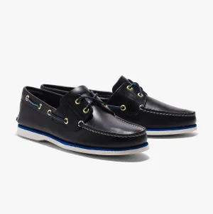 Timberland Classic Boat 2-Eye Mens Wide Full Grain Boat Shoes Navy