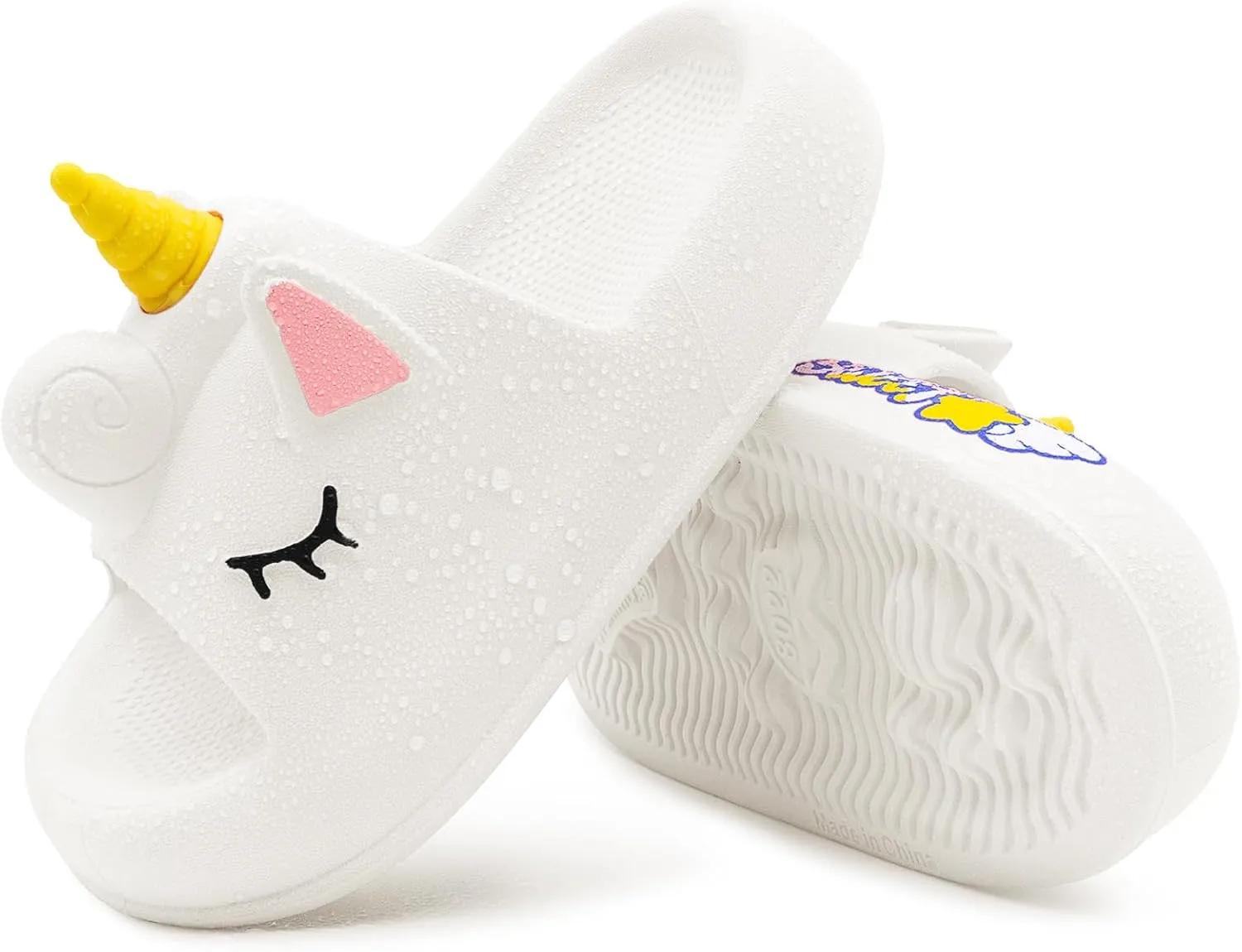 Toddler Little Kids Slide Sandals Comfy Non-slip Unicorn Summer Beach Pool Water Shoes Thick Sole Boys Girls Shower Slippers