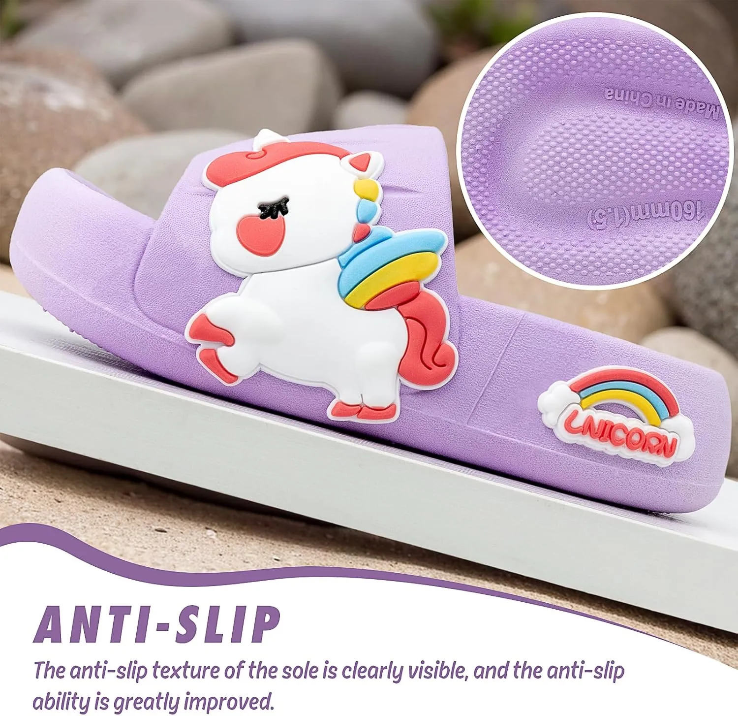 Toddler Little Kids Slide Sandals Comfy Non-slip Unicorn Summer Beach Pool Water Shoes Thick Sole Boys Girls Shower Slippers