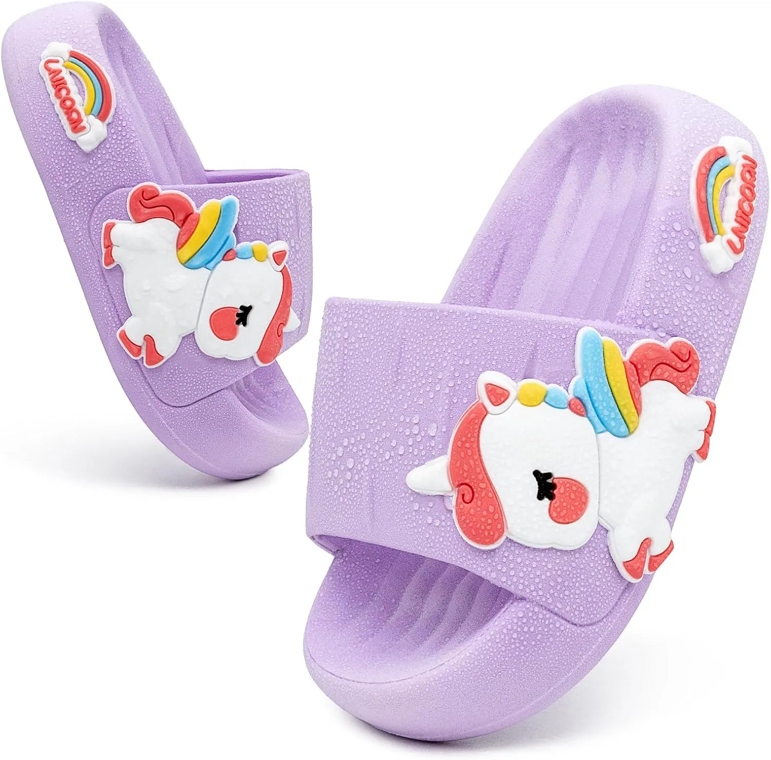 Toddler Little Kids Slide Sandals Comfy Non-slip Unicorn Summer Beach Pool Water Shoes Thick Sole Boys Girls Shower Slippers