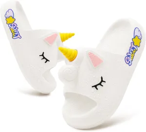 Toddler Little Kids Slide Sandals Comfy Non-slip Unicorn Summer Beach Pool Water Shoes Thick Sole Boys Girls Shower Slippers