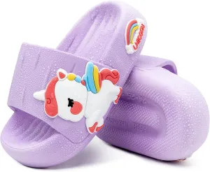 Toddler Little Kids Slide Sandals Comfy Non-slip Unicorn Summer Beach Pool Water Shoes Thick Sole Boys Girls Shower Slippers