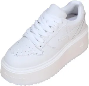 TOSOFT Women's Fashion White Trainers Sneakers Comfort 6CM Heels Height Increasing Platform Sneakers Chunky Sports Shoes