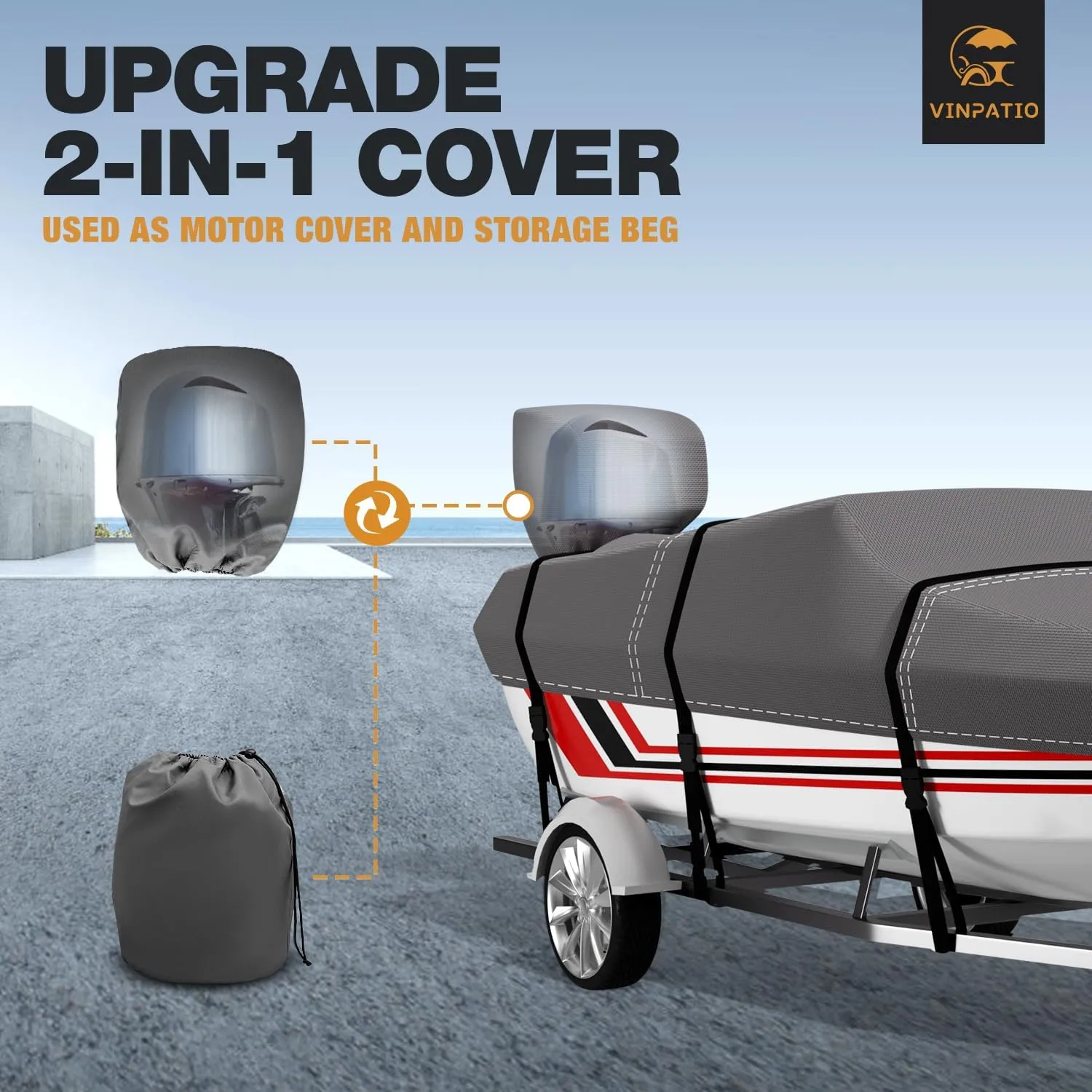 Trailerable Boat Cover, 600D Solution-Dyed Bass Boat Cover, 12-14 ft Heavy Duty 100% Waterproof Boat Covers Fits V-Hull Runabout Fishing Ski Pro-Style Bass Boats, Beam Width up to 68"