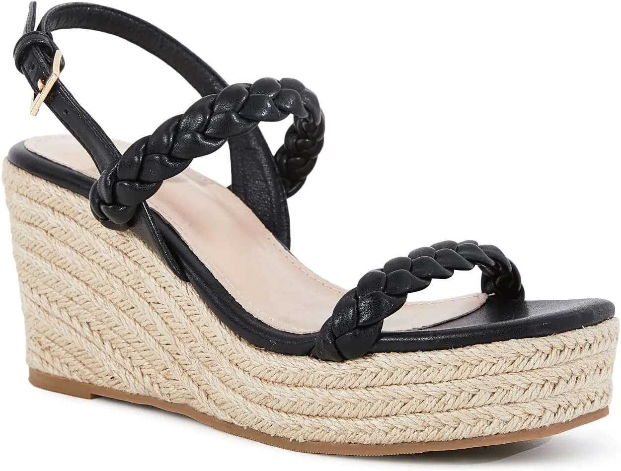 Trish Lucia Womens Espadrille Wedge Sandals Platform Braided Open Toe High Heel Ankle Strap Buckle Summer Causal Dress Shoes