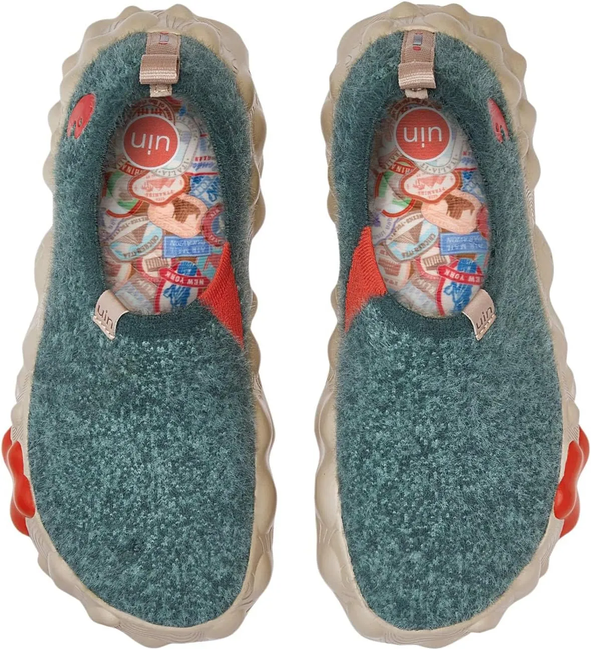 UIN Women's Plush Walking Shoes Chunky Slip On Lightweight Art Travel Fashion Sneaker Toledo Series
