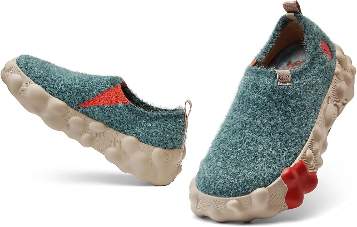 UIN Women's Plush Walking Shoes Chunky Slip On Lightweight Art Travel Fashion Sneaker Toledo Series