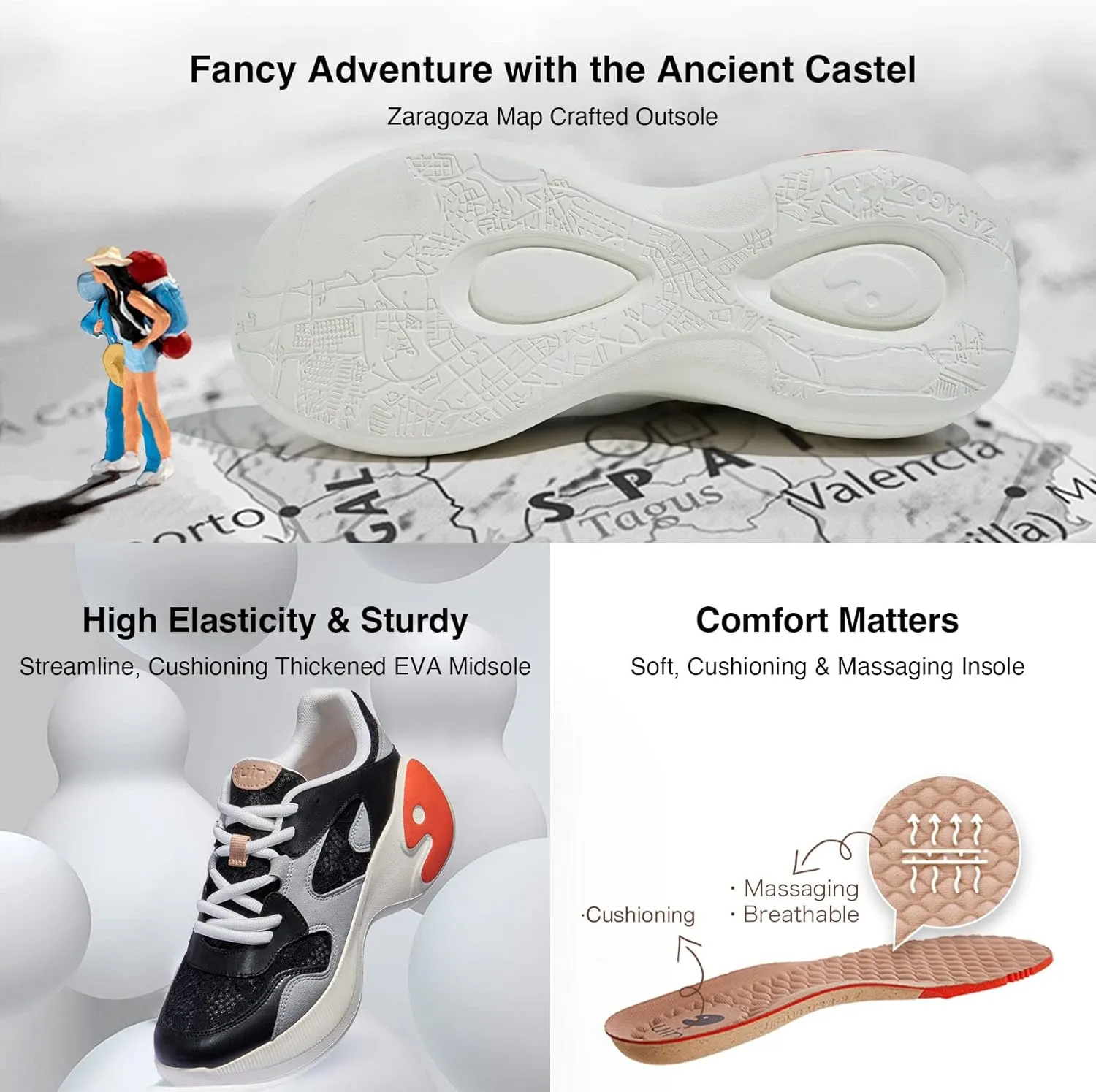 UIN Women's Travel Walking Shoes Art Painted Slip Ons Casual Lightweight Comfortable Chunky Fashion Sneaker Zaragoza Series