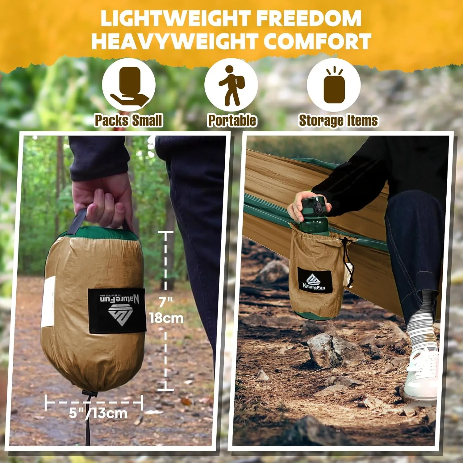 Ultra-Light Travel Camping Hammock | 300kg Load Capacity,(275 x 140 cm) Breathable,Quick-Drying Parachute Nylon | 2 x Premium Carabiners,2 x Nylon Slings Included | Outdoor Indoor Garden