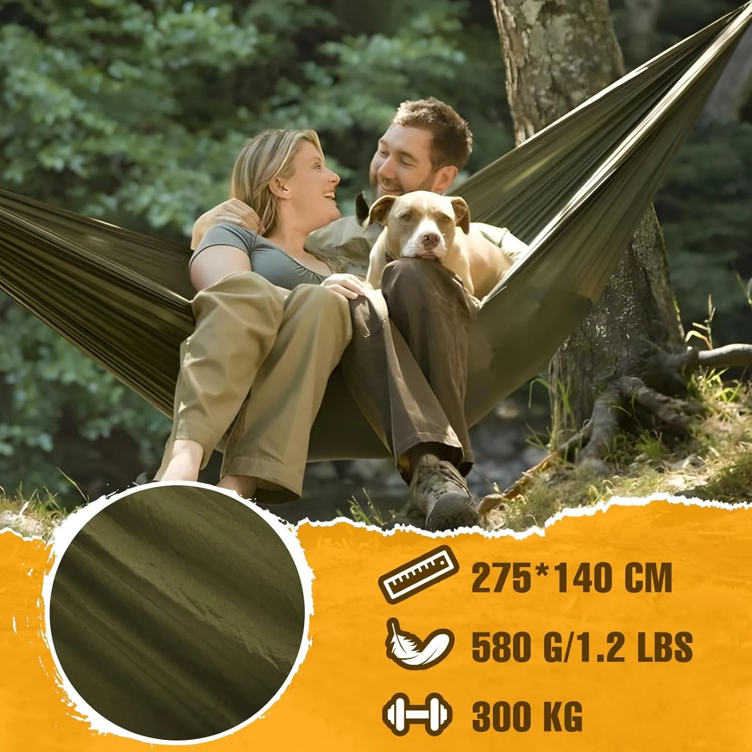 Ultra-Light Travel Camping Hammock | 300kg Load Capacity,(275 x 140 cm) Breathable,Quick-Drying Parachute Nylon | 2 x Premium Carabiners,2 x Nylon Slings Included | Outdoor Indoor Garden