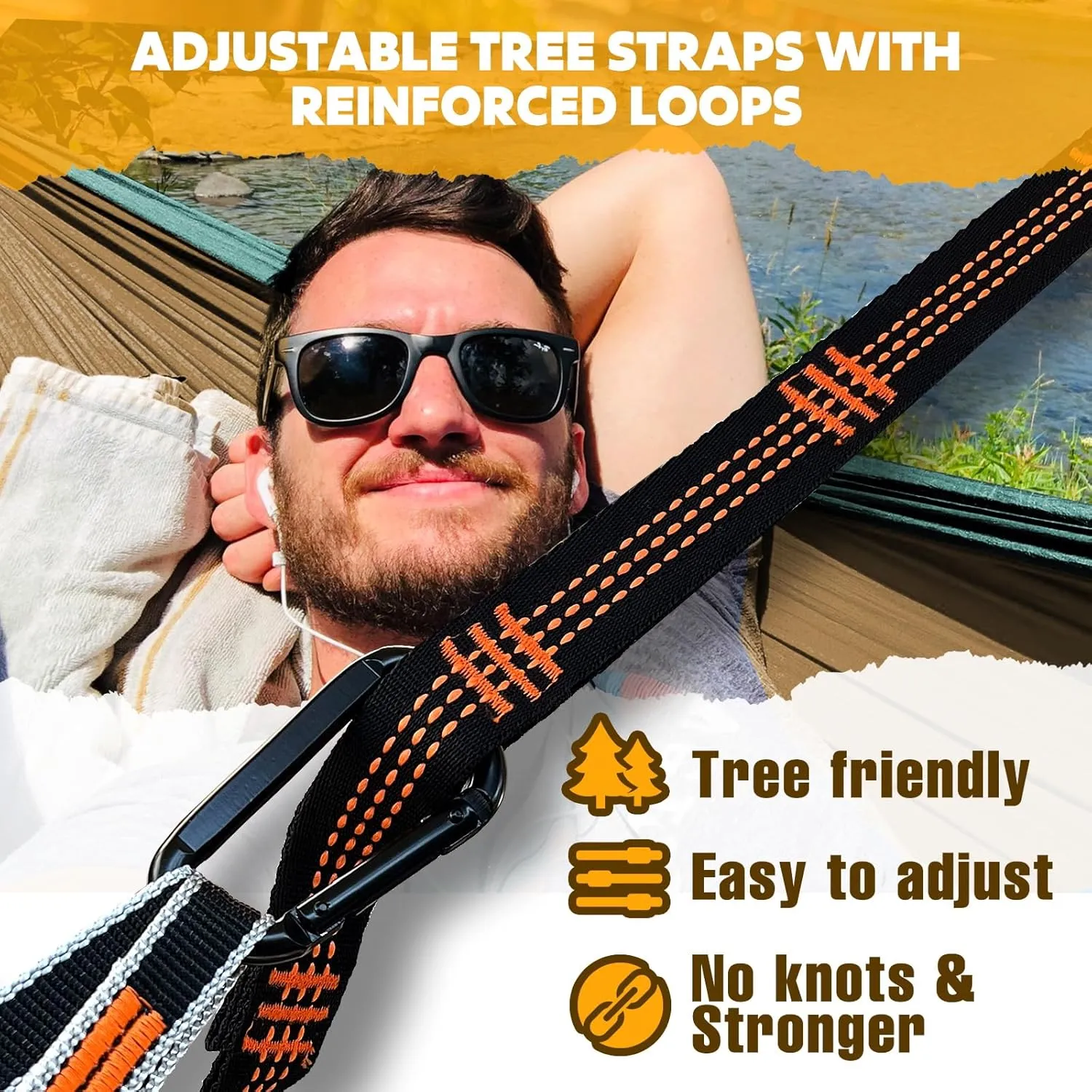 Ultra-Light Travel Camping Hammock | 300kg Load Capacity,(300x200cm) Breathable,Quick-Drying Parachute Nylon | 2 x Premium Carabiners,2 x Nylon Slings Included | for Outdoor Indoor Garden
