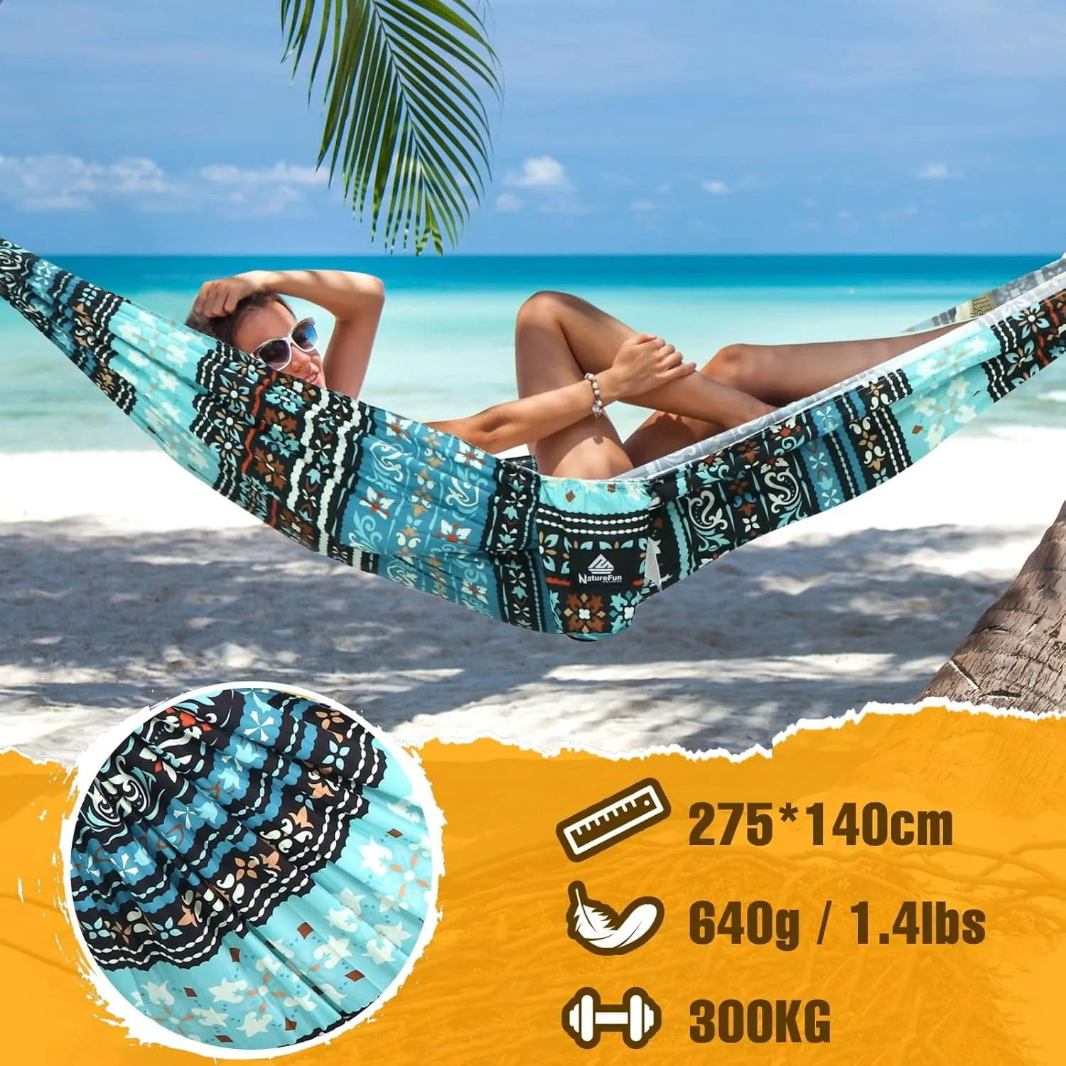 Ultra-Light Travel Camping Hammock | 300kg Load Capacity,Breathable,Quick-Drying Portable Hammock(275 x140cm) | 2 x Premium Carabiners,2 x Nylon Slings Included | Outdoor Indoor Garden