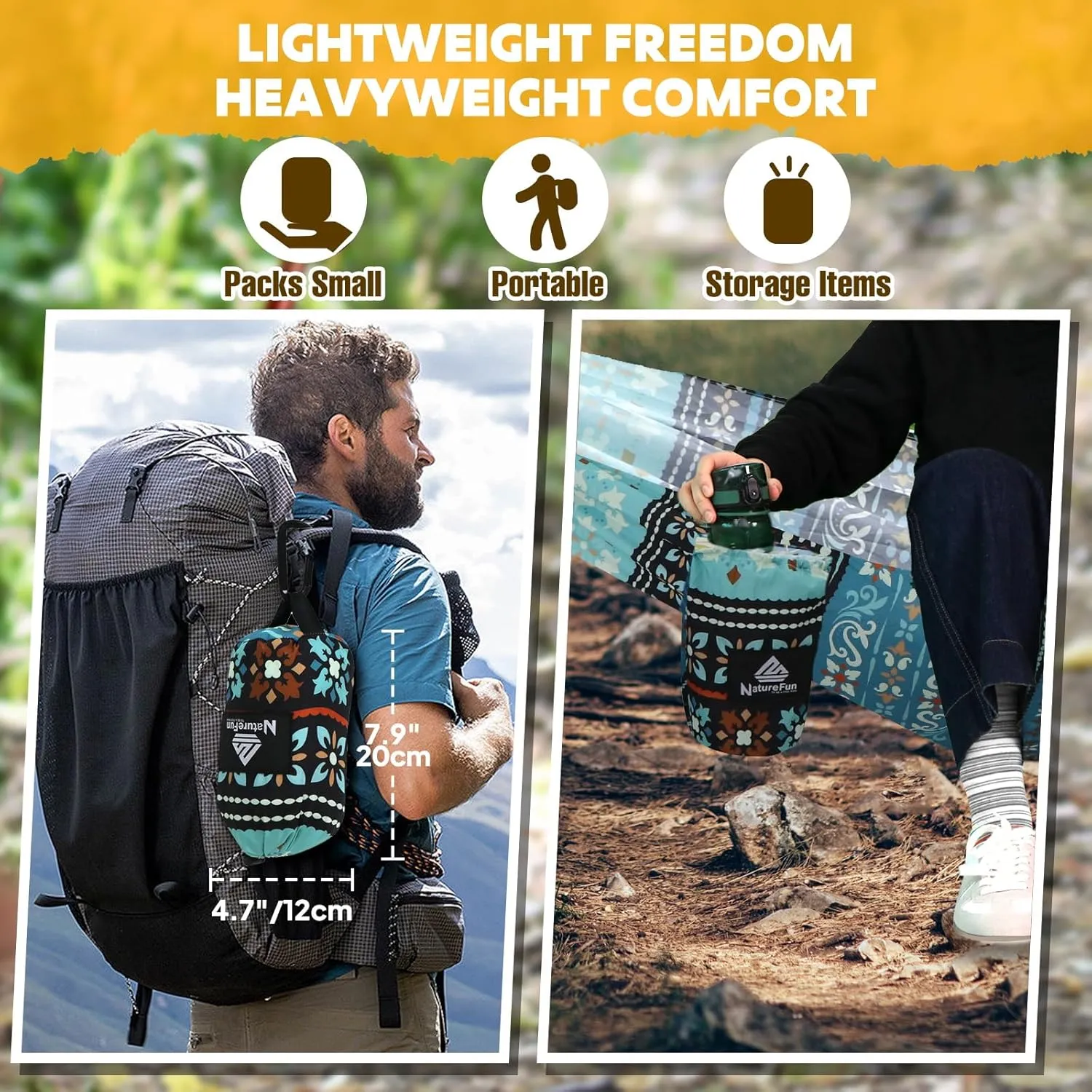 Ultra-Light Travel Camping Hammock | 300kg Load Capacity,Breathable,Quick-Drying Portable Hammock(275 x140cm) | 2 x Premium Carabiners,2 x Nylon Slings Included | Outdoor Indoor Garden