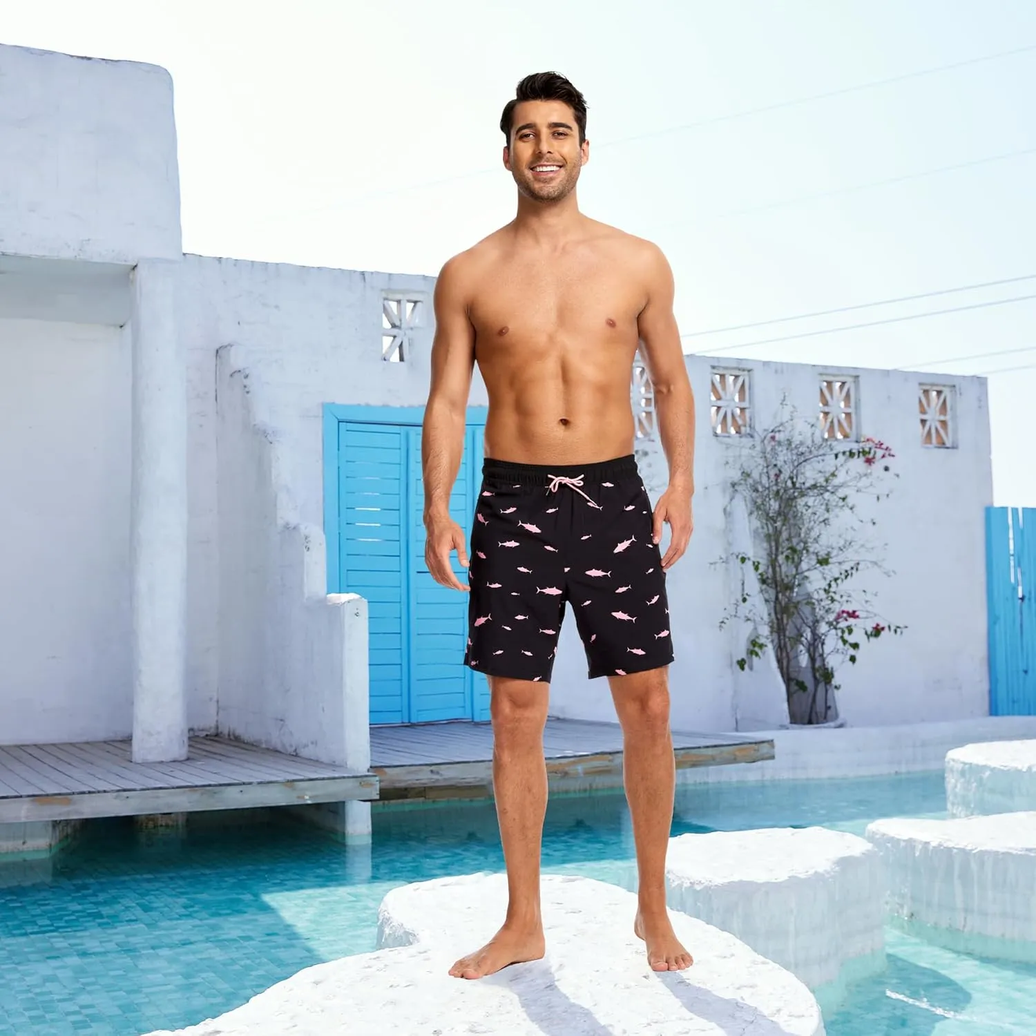 Ultrafun Mens Swim Trunks with Compression Liner 7 Inch Inseam Quick Dry 2 in 1 Swimming Board Shorts Swimsuit for Men