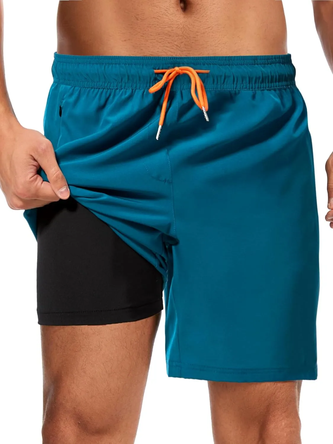 Ultrafun Mens Swim Trunks with Compression Liner 7 Inch Inseam Quick Dry 2 in 1 Swimming Board Shorts Swimsuit for Men
