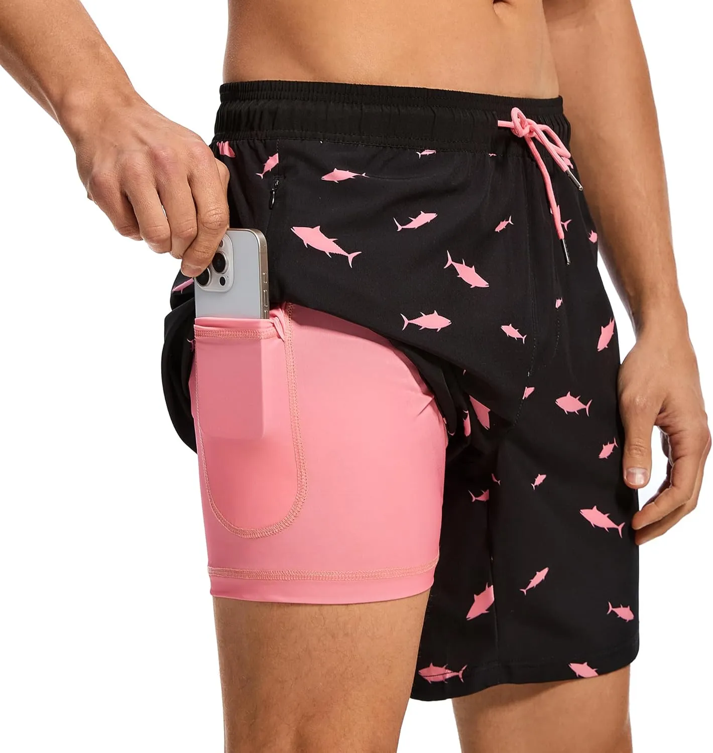 Ultrafun Mens Swim Trunks with Compression Liner 7 Inch Inseam Quick Dry 2 in 1 Swimming Board Shorts Swimsuit for Men