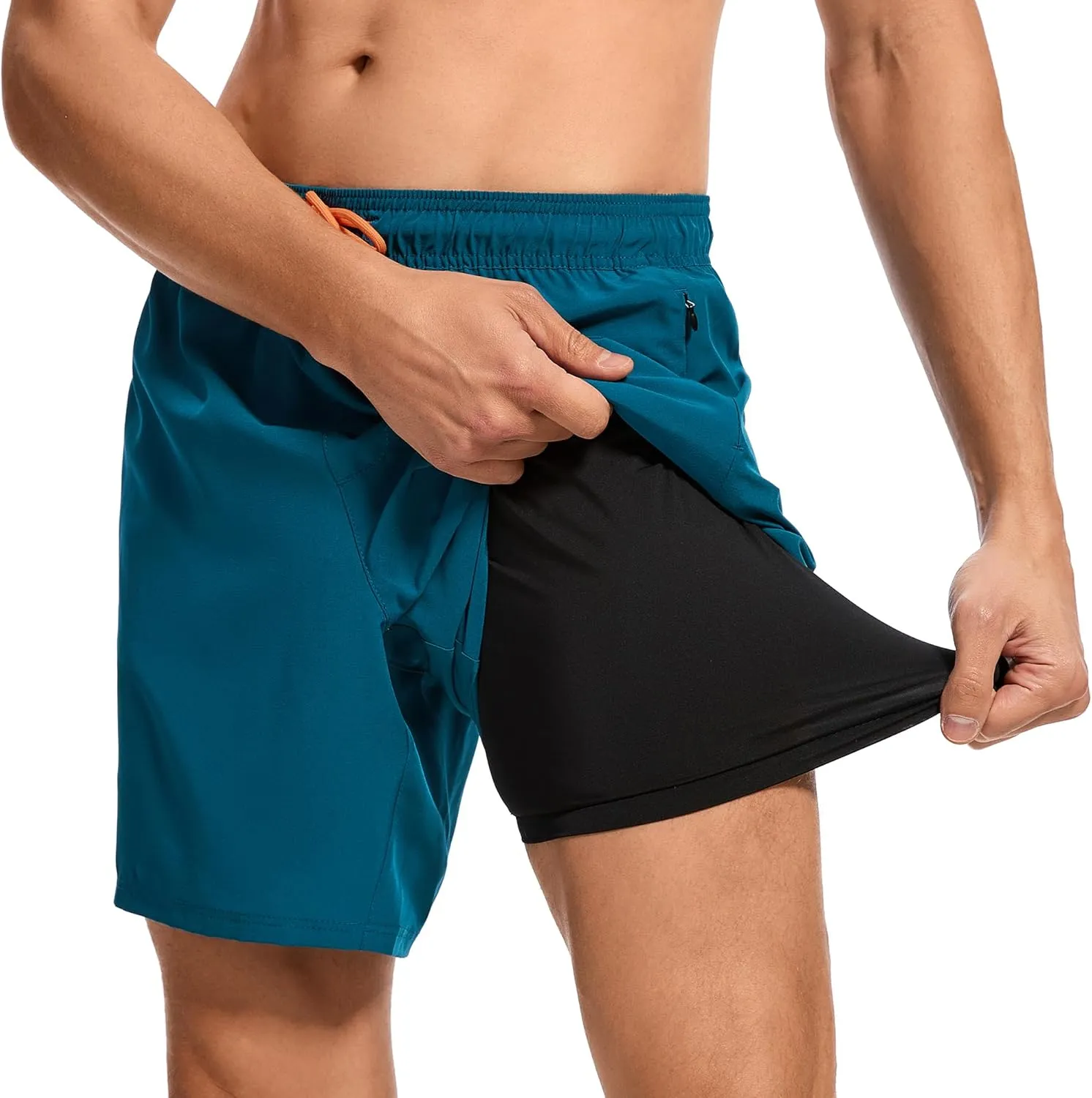Ultrafun Mens Swim Trunks with Compression Liner 7 Inch Inseam Quick Dry 2 in 1 Swimming Board Shorts Swimsuit for Men